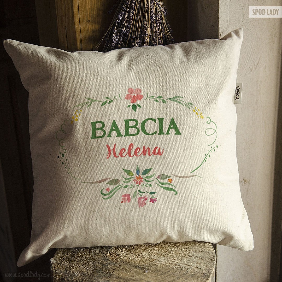 Poduszka z imieniem dla Babci - Poduszka 45x45 ecru na pie�ku