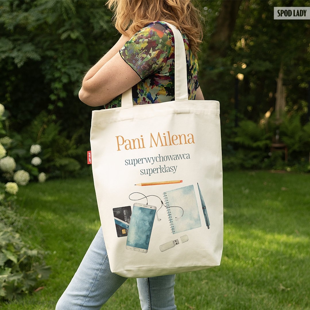 Torba personalizowana dla zabieganej Pani - Torba gboka ecru na ramieniu
