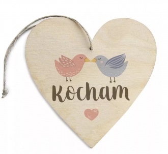 Zawieszka "Kocham" wz�r ptaszki