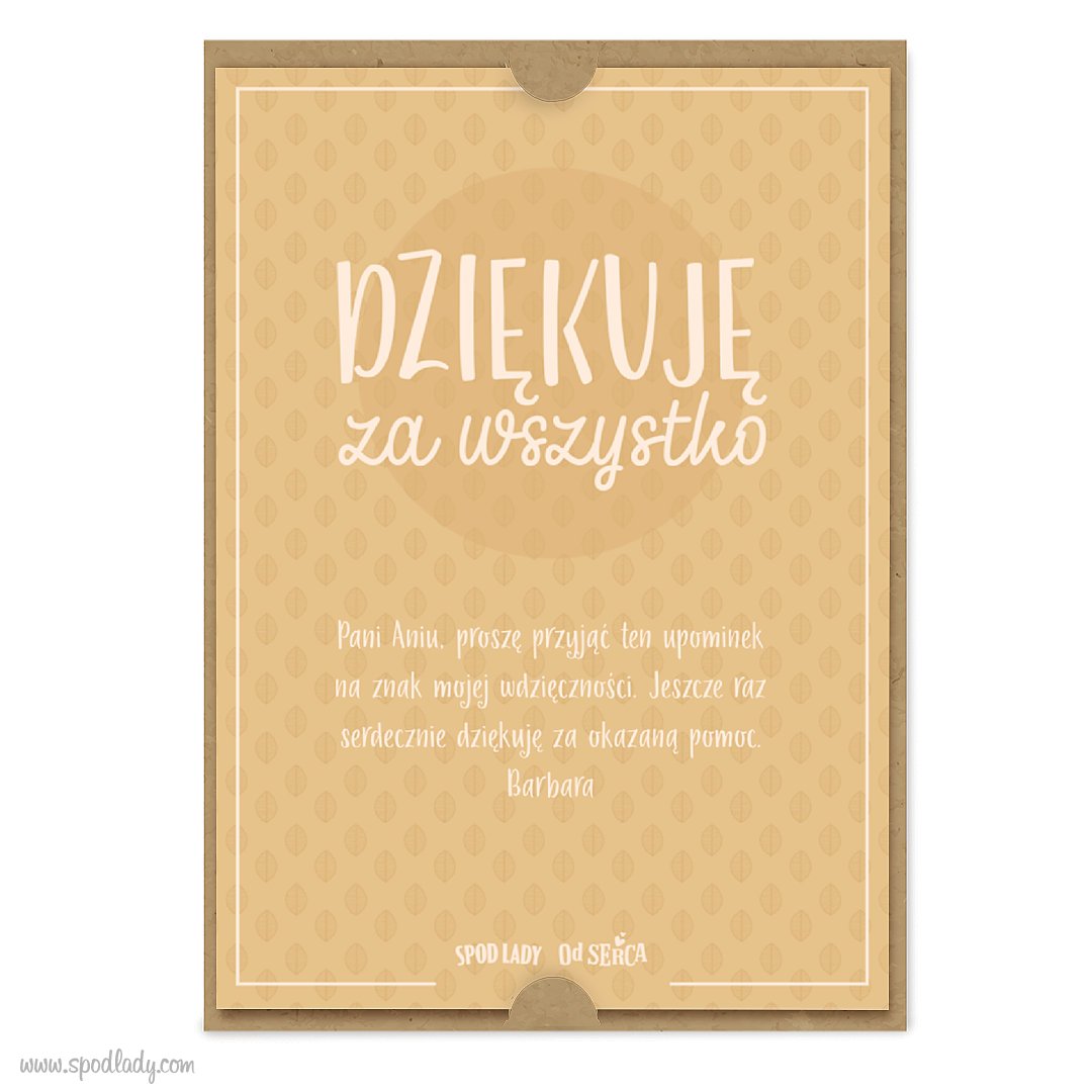 Kartka z dedykacją "Dziękuję"