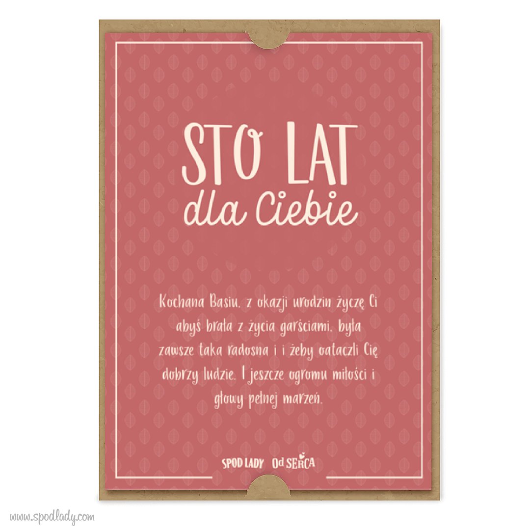 Kartka z dedykacj "Sto lat"