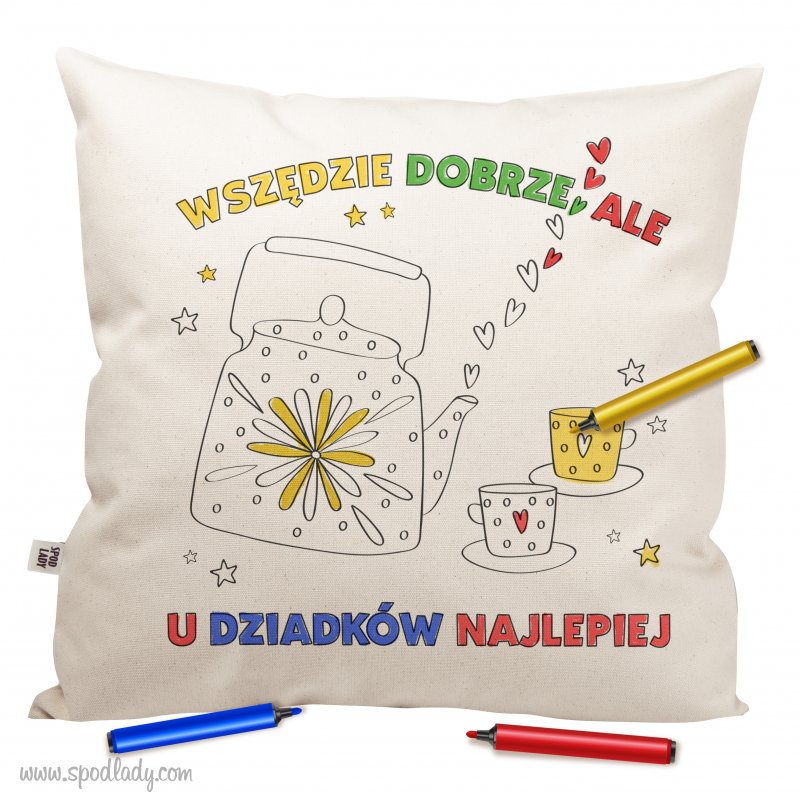 Poduszka "Herbatka u dziadk�w" - kolorowanka