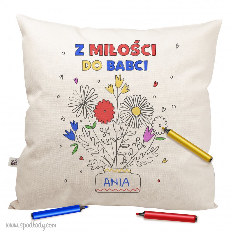 Poduszka dla babci "Bukiet" - kolorowanka