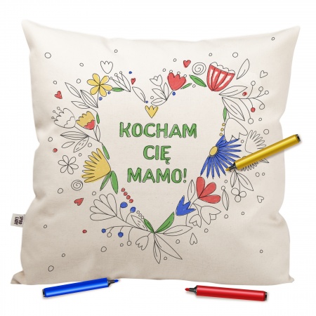 Poduszka "Kocham ci� mamo" - Serce do kolorowania