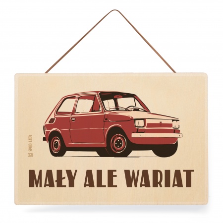 Tabliczka drewniana "Ma�y, ale wariat" 