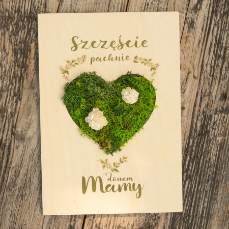 Tabliczka z mchem "Szcz�cie pachnie domem Mamy"