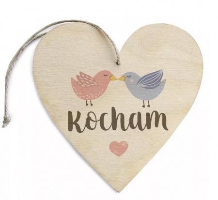 Zawieszka "Kocham" wz�r ptaszki